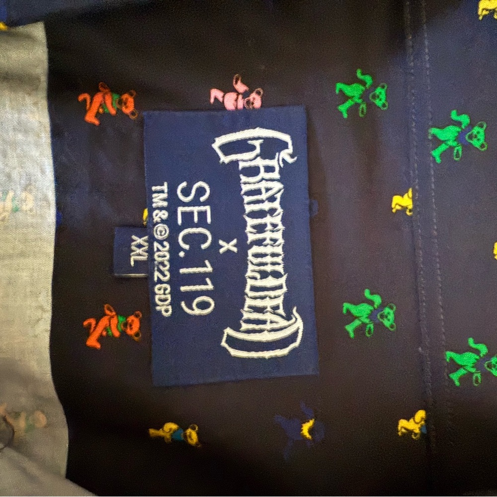 Grateful Dead Section 119 Men's Dark Blue Dress Shirt with Dancing Bears
